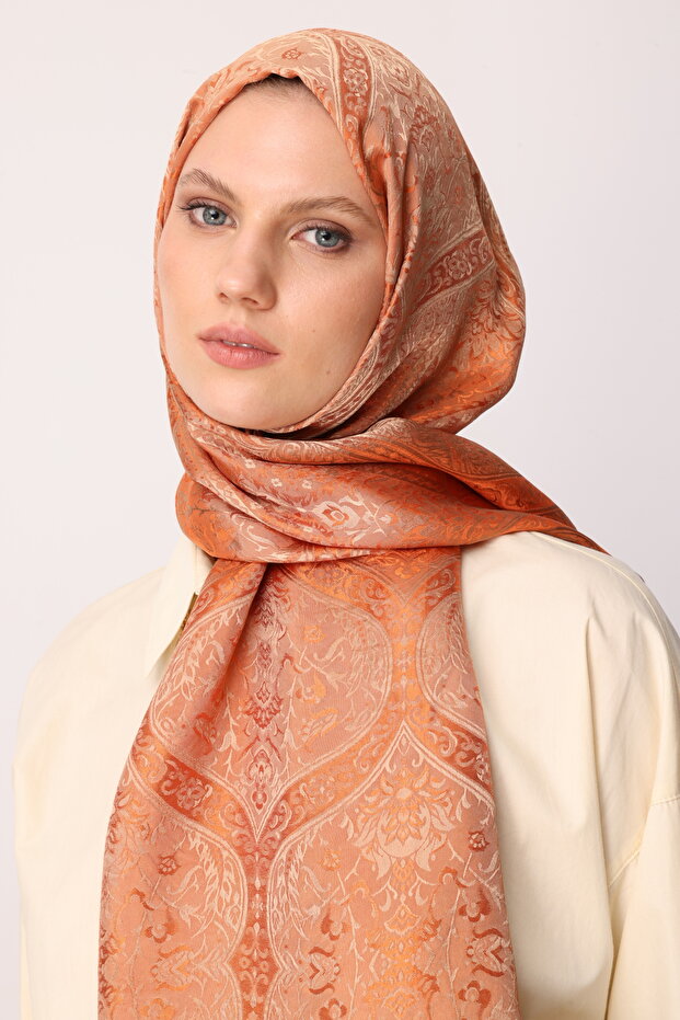 Soler Pattern Shine Line Shawl Mink-Cinnamon - 4