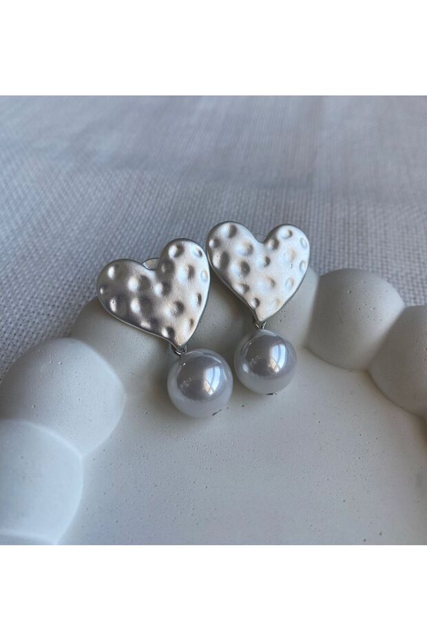 Women's Earrings Special Series Crater Heart Pearl Earrings