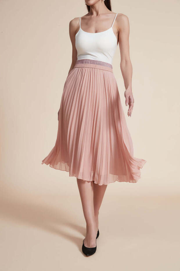 تنورة ميدي مطوية سادة - 2