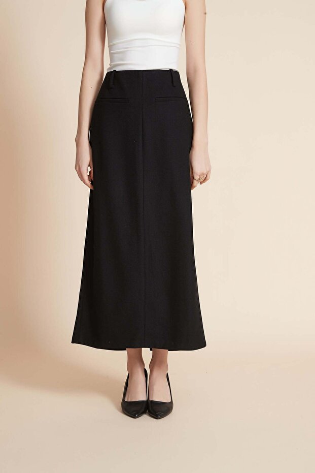 Solid Midi Skirt - 1