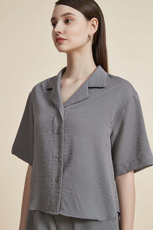 قميص بياقة قميص سادة - 5