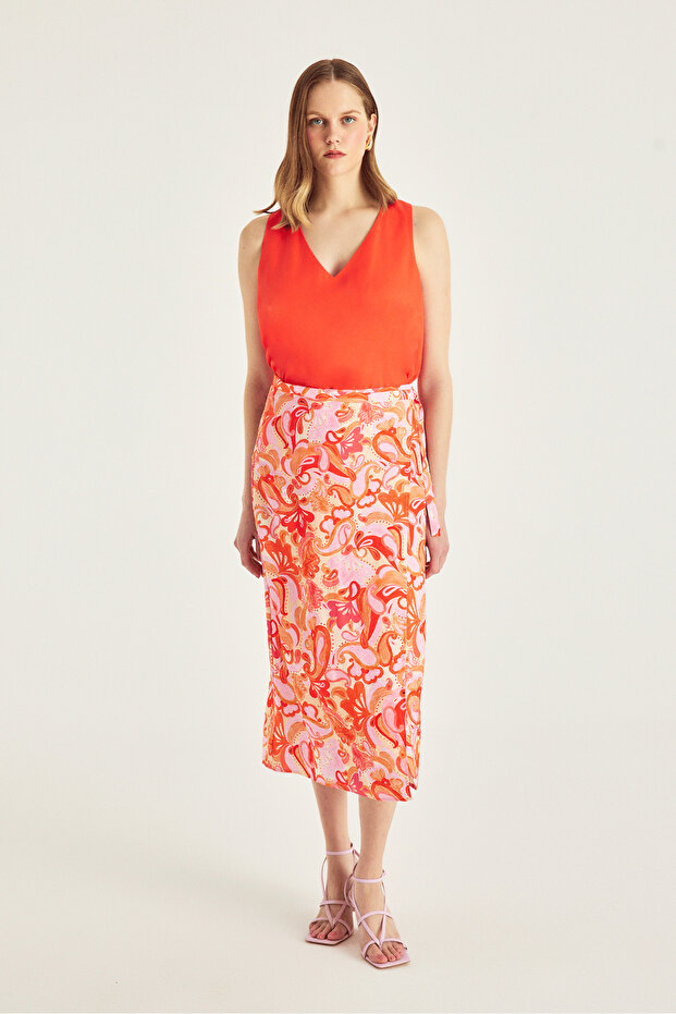 Patterned Double Breasted Skirt - 1