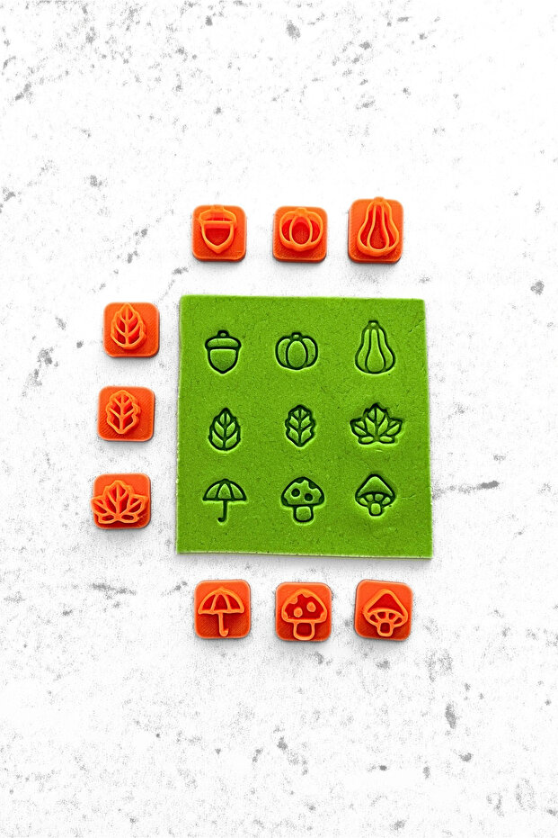 Autumn Polymer Clay Ceramic Plasticine Mini Stamp Set 1 - 1.3cm