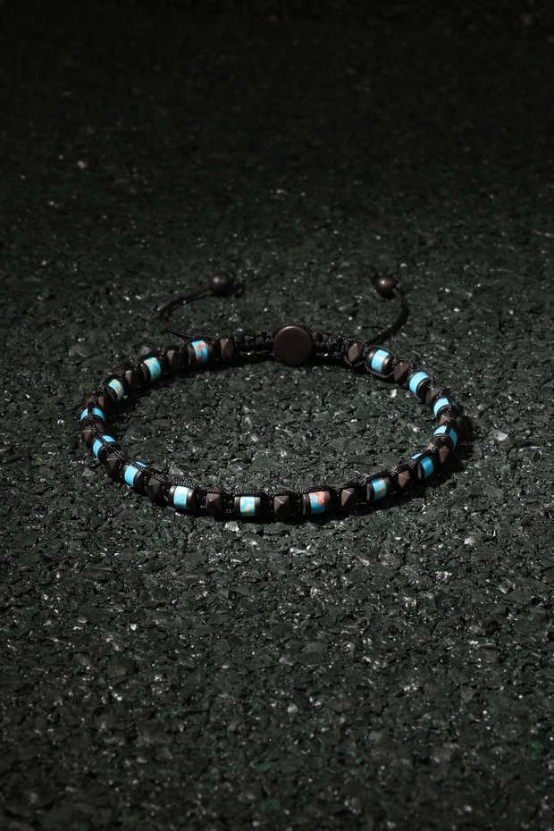 Varisit, Hematite Bracelet - Iden Black Blue Bracelet - Design Bracelet 4mm Adjustable