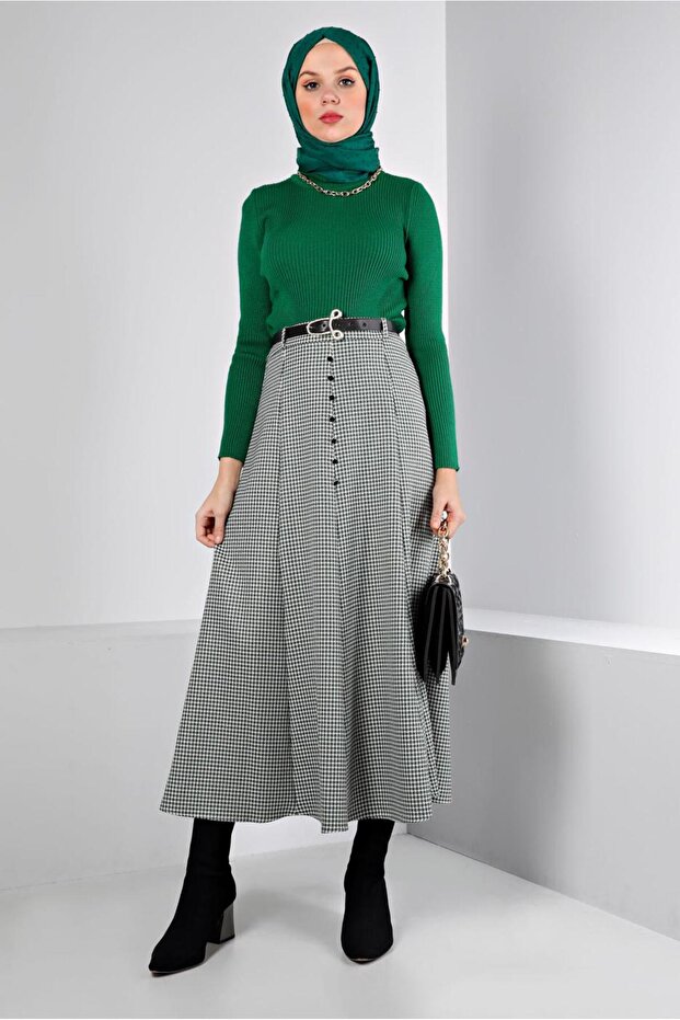 تنورة منقوشة بأزرار 60345 - 1