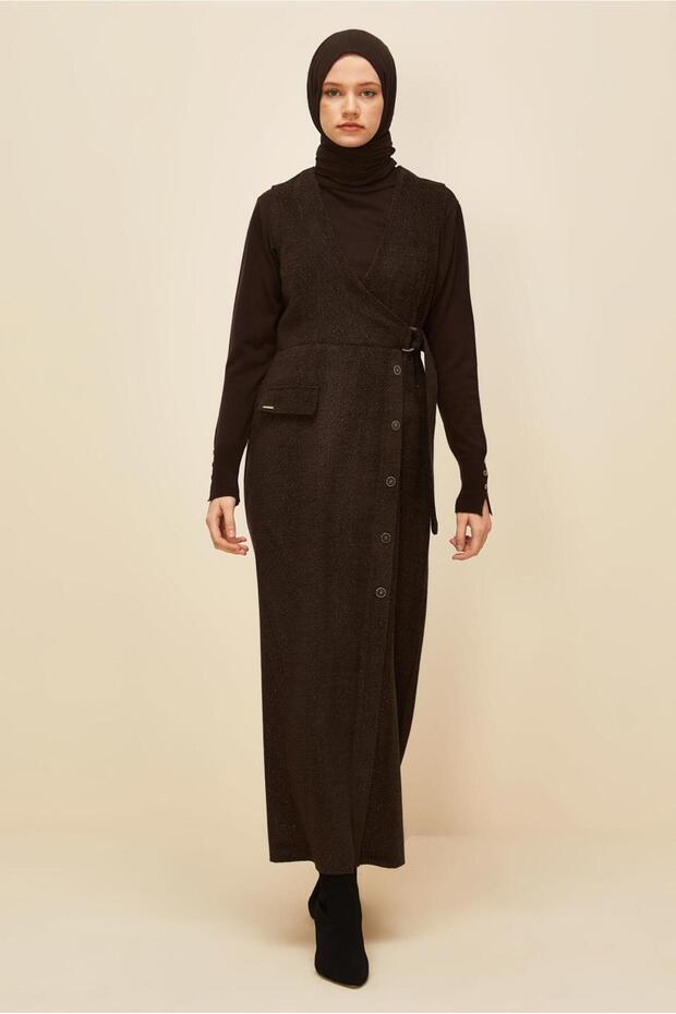 V YAKA JİLE ELBİSE 45969 - 1