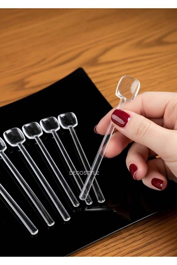 Glass Tea Coffee Stirring Spoon Set of 6 13 cm - Espresso and Cocktail Presentation Spoon