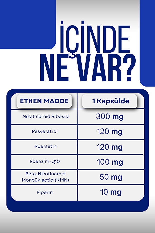 Diamond Longevity Complex NAD⁺, Resveratrol, CoQ10 Enerji, Yenilenme, Anti-Aging 30 Kapsül - 4