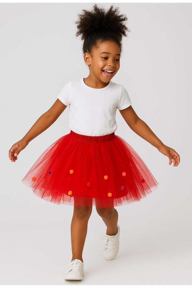 Girls' Tutu Skirt with Pom-Poms Inside