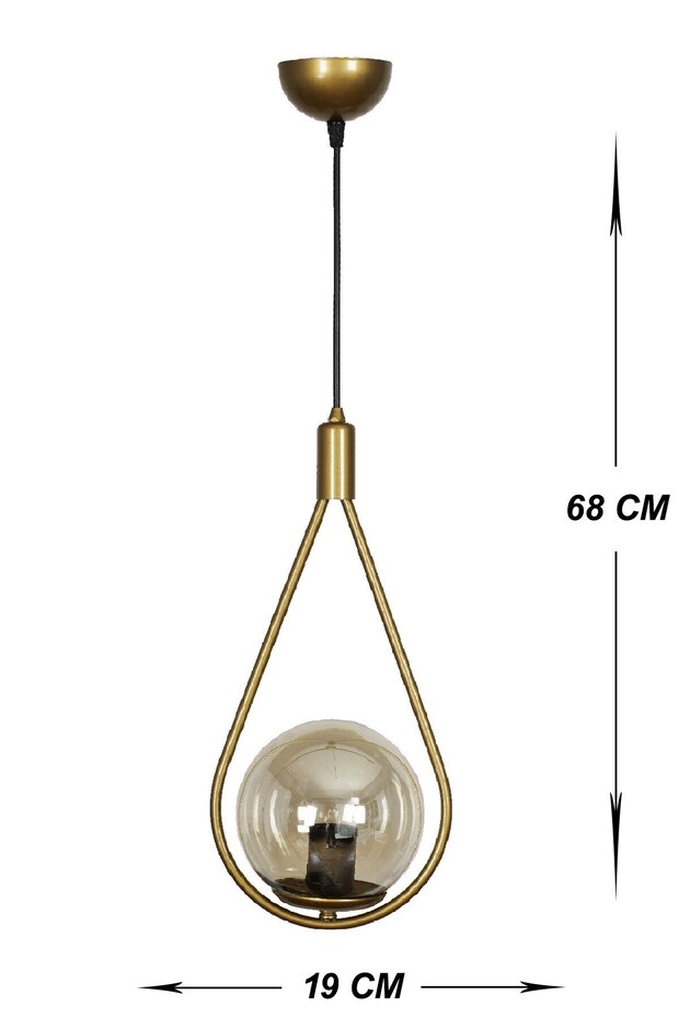 AYDINLATMA Damla Tekli Kent Tekli Eskitme Glop Bal Camlı Modern Tekli Sarkıt Avize - 6