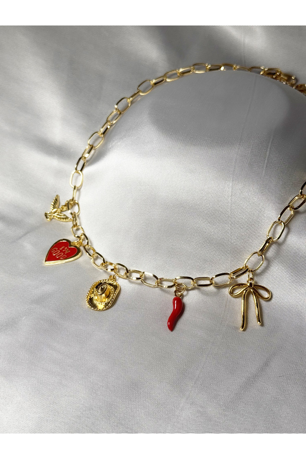 Ruby Gold Charm Kolye - 5