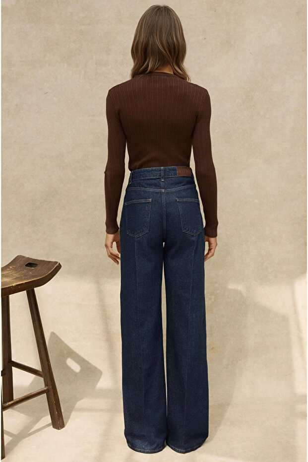 Geniş Paça Raw Kot Pantolon - 6