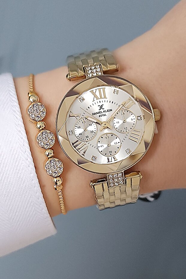 Gold Yellow Elegant Women's Bracelet + Zircon Stone Bracelet