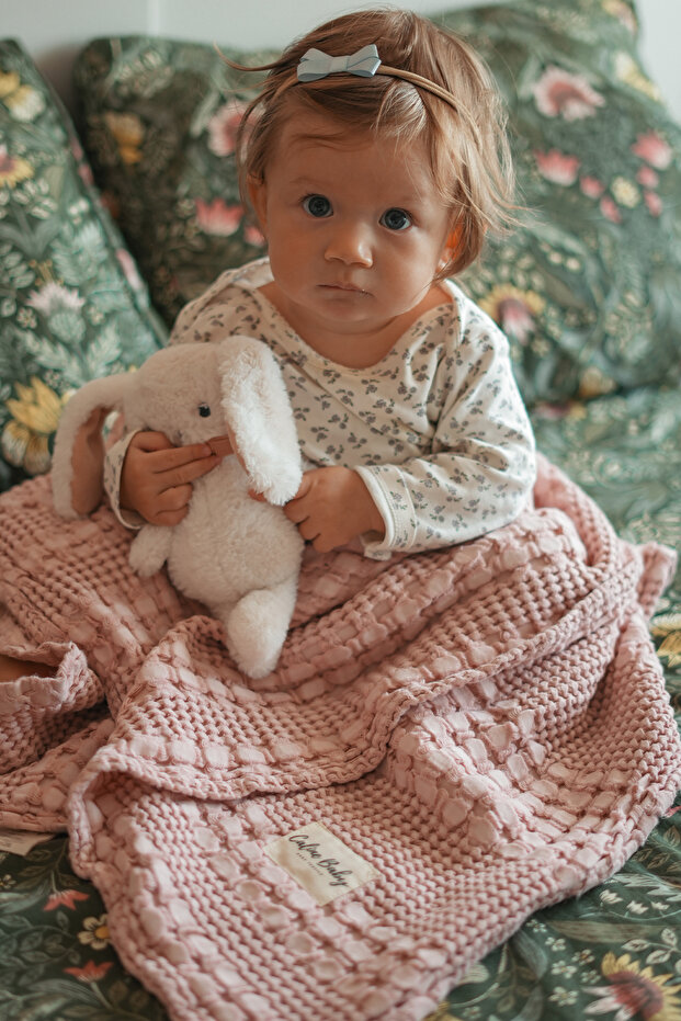 Waffle Cotton Pique 100*90cm - Powder