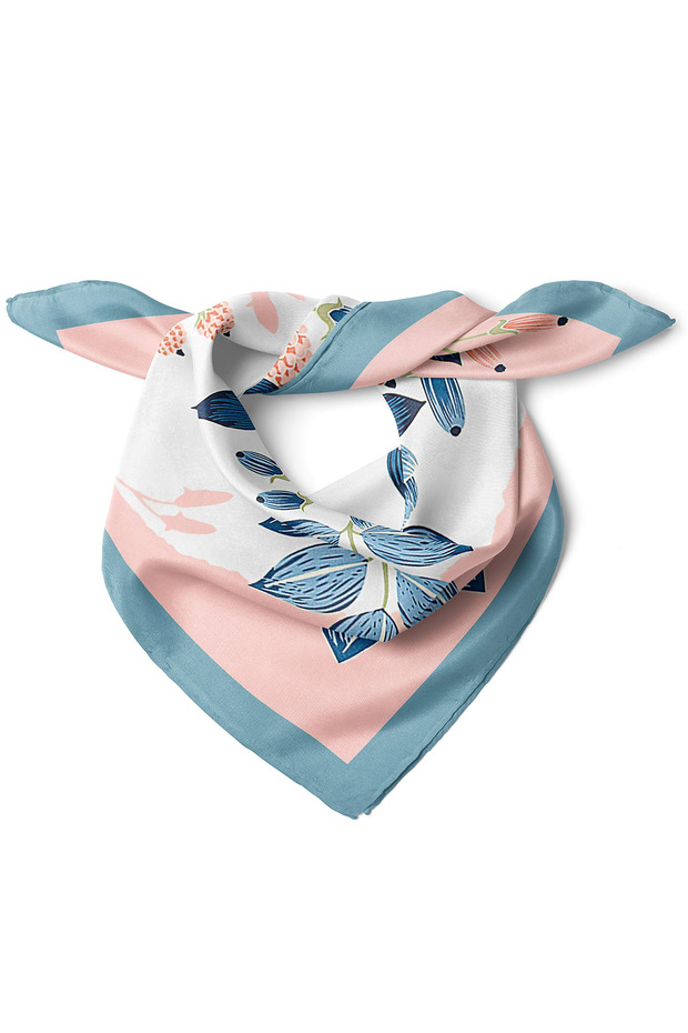 Pastel Spring Flowers Pattern Scarf Bandana 50X50 cm