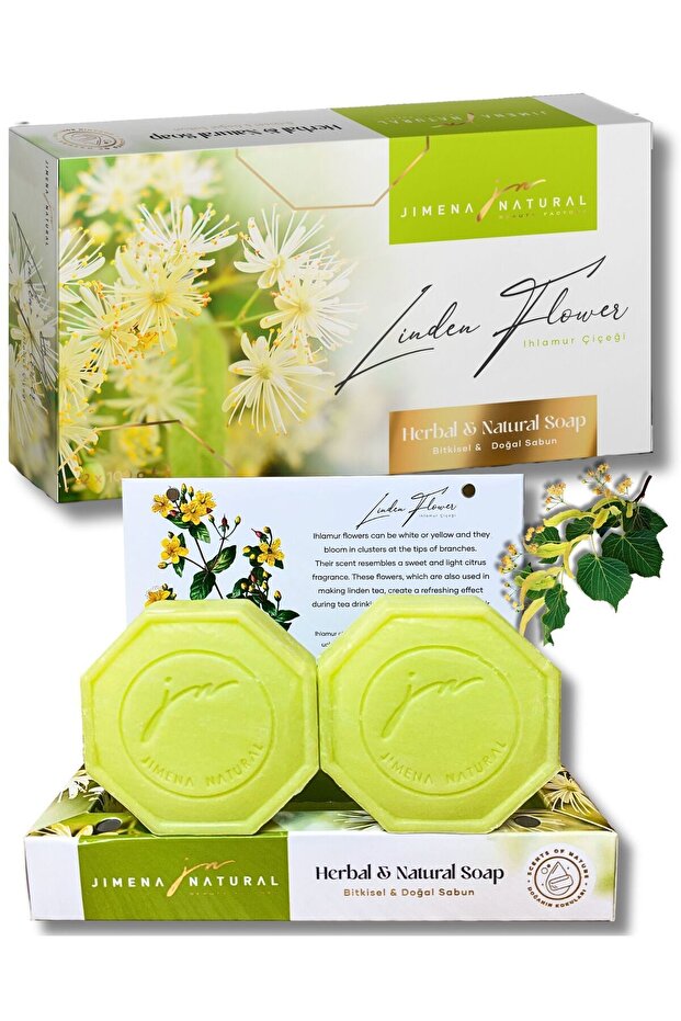 Linden Flower Herbal and Natural Soap 100 Gr, Luxury Box Containing 2 Soaps - Linden Scented, Moisturizing
