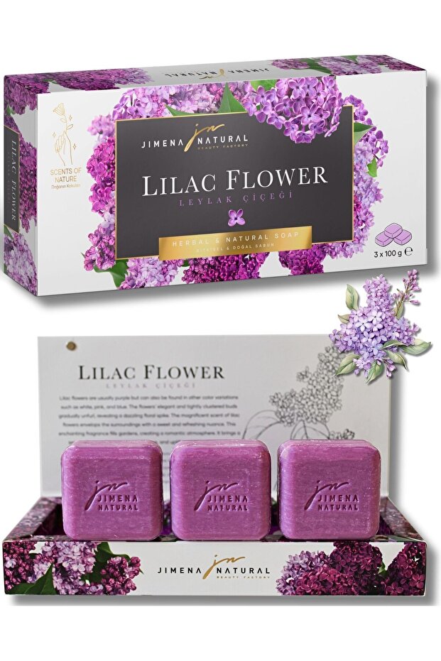 Lilac Flower Herbal & Natural Soap 3 X 100 Gr Luxury Box - Lilac Scented, Intense Moisturization