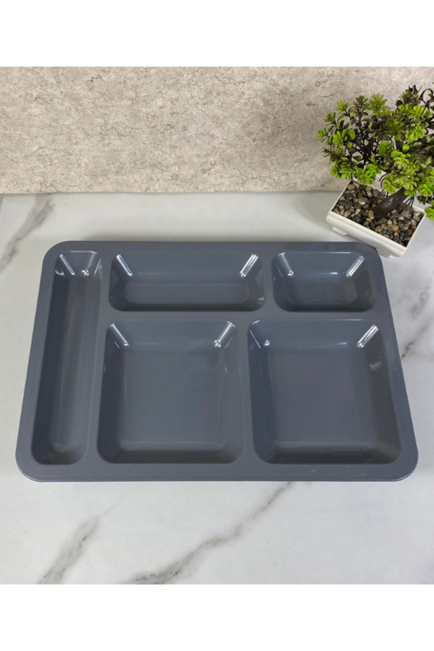 5 Gözlü Tabldot Polikarbon Servis Tabağı Antrasit - 3