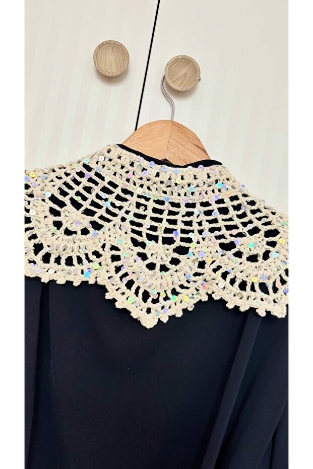 خيط حياكة / خيط تريكو 100% قطن بلون كريمي 3+6 فضي مع رقائق فضية كبيرة 50 جرام × 2 = 100 جرام - 3