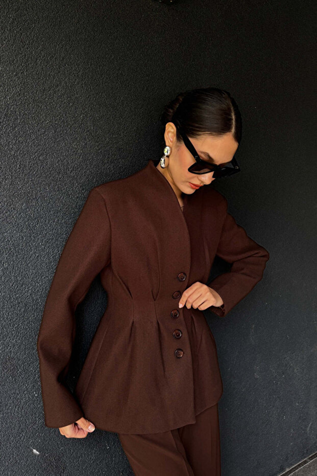 Brown Buttoned Stamp Jacket - 2