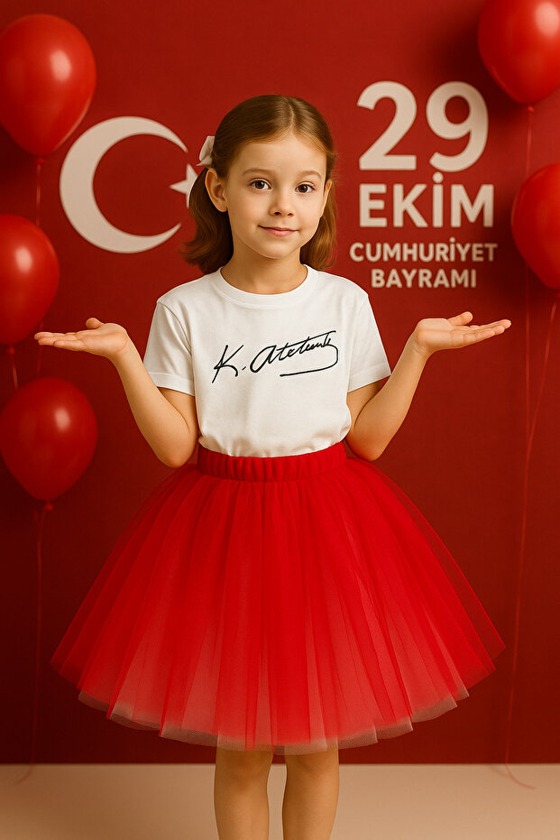 April 23 October 29 Show and Special Day Tutu Skirt Red White Tutu Puffy Skirt
