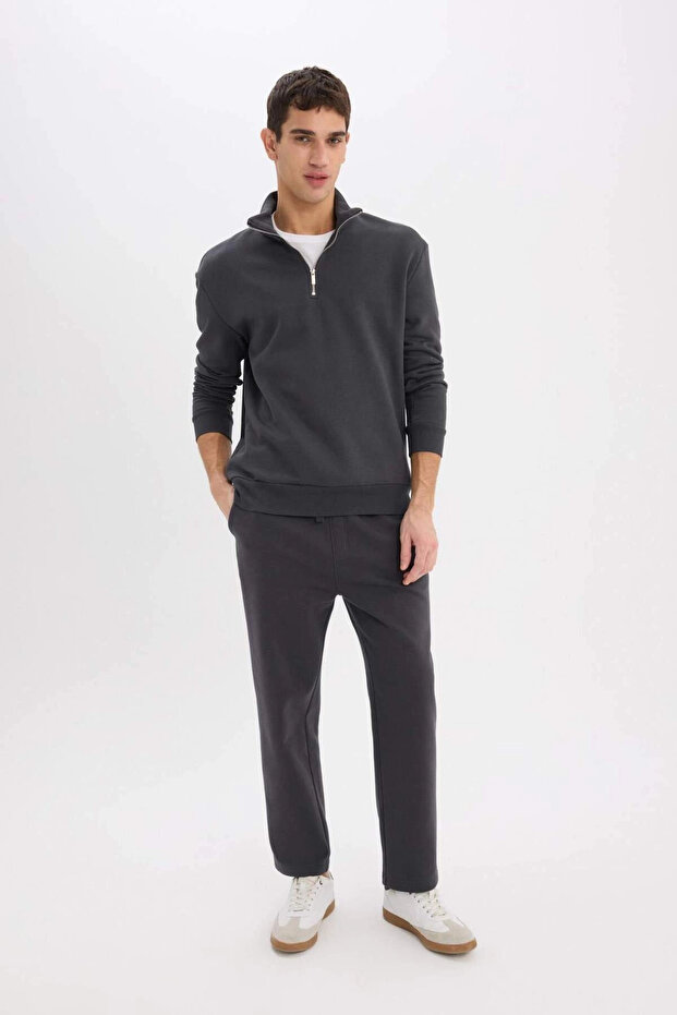 Regular Fit Eşofman Altı İçi Polarlı Basic Düz Cepli Beli Bağcıklı Düz Paça D7836AX25SP - 3