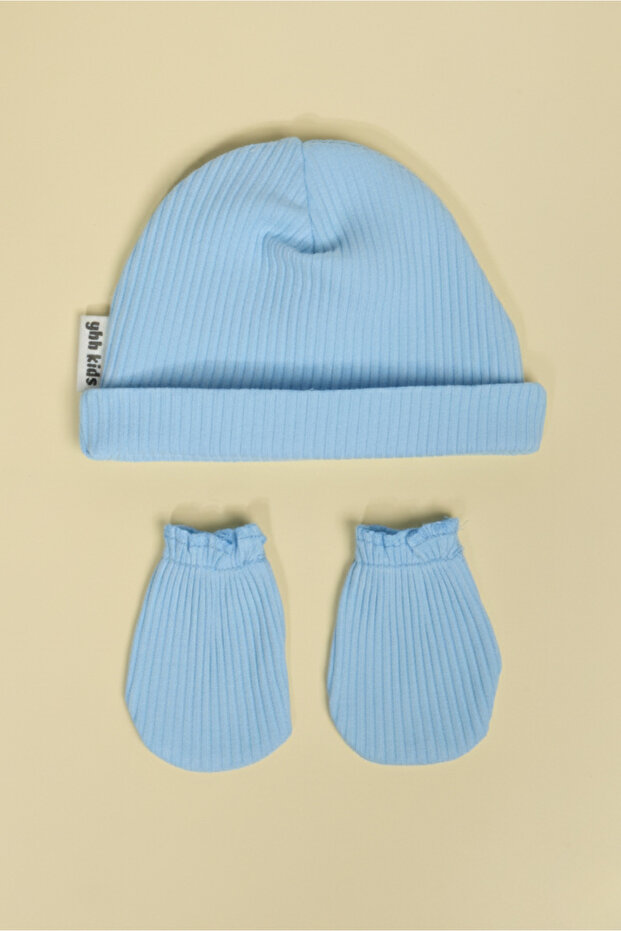 Newborn Hat & Gloves Set – 100% Cotton Combed Extra Soft Lightweight Anti-Sweat, 0-6 Months Unisex