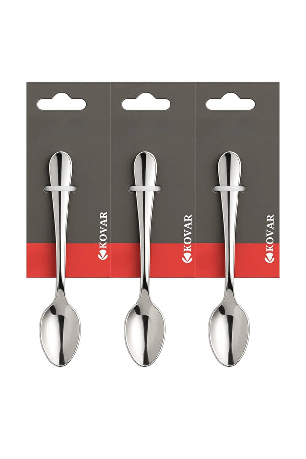Elegant Stainless Steel Gray Coffee Spoon Plain Design Small Size- 3pcs