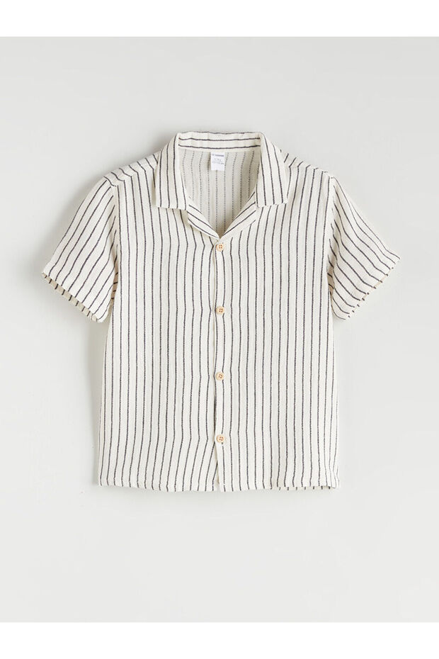 Resort Collar Short Sleeve Striped Baby Boy Shirt