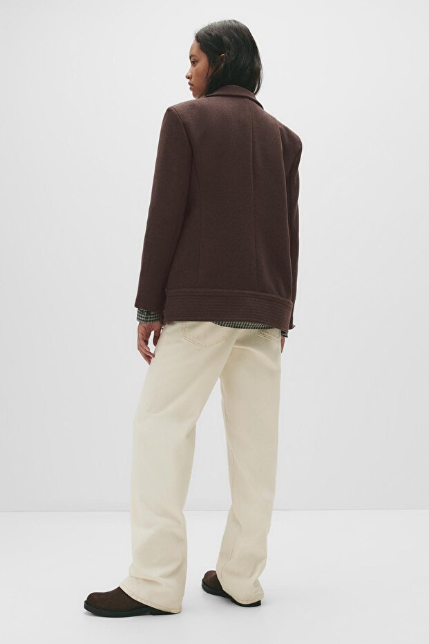 Kısa kuşaklı kaşe kaban - 6