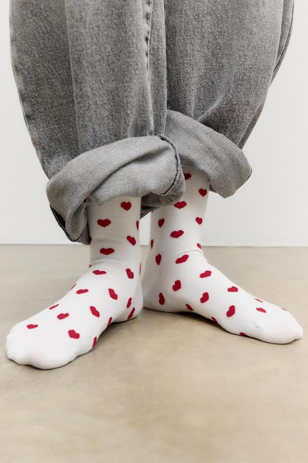 Kalp desenli çorap - 1