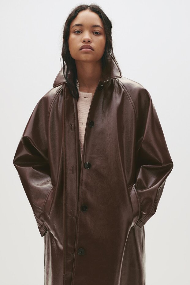 Vinil efektli trençkot - 7