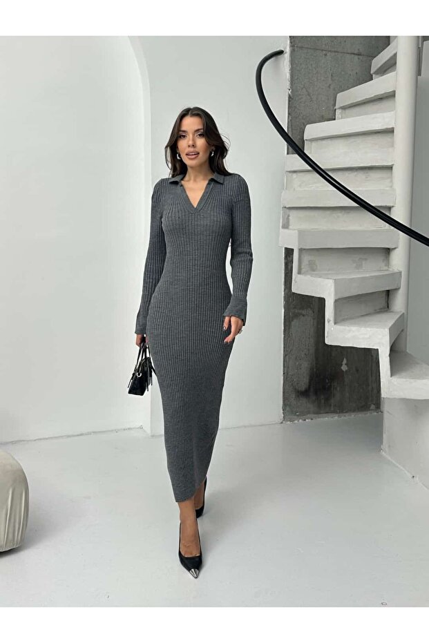 Maxi Triko Elbise - 1