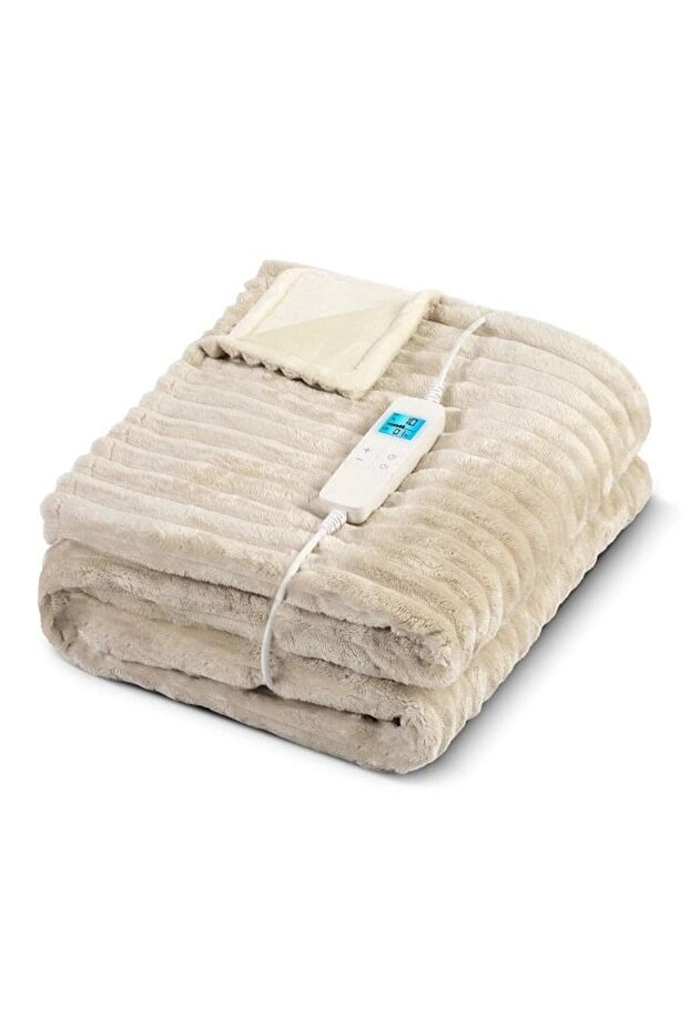 Electric blanket, 100% PE, thick, fluffy, controller with LCD display, 10 temperature control levels... - 1