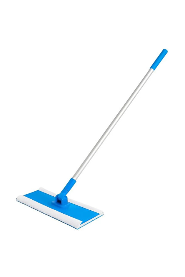 Dry And Wet Sweeper Mop With Long 4 Section Handle- Blue