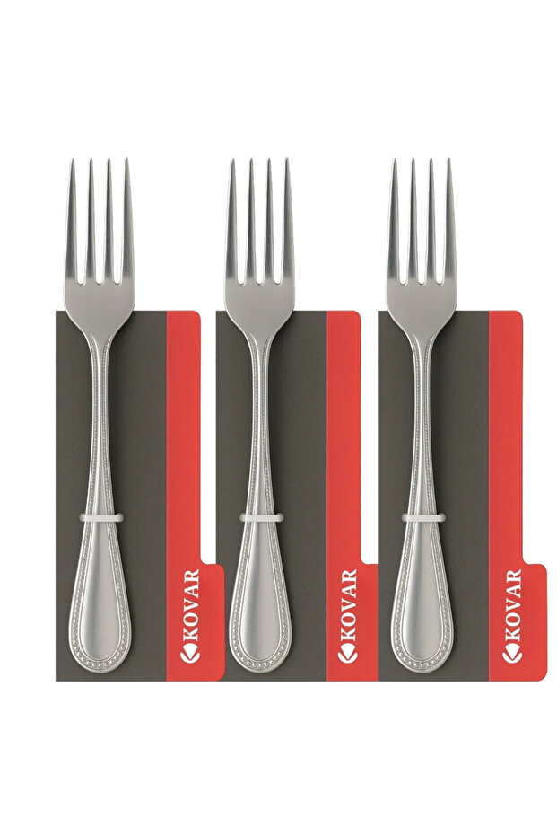 Elegant Stainless Steel Gray Cake Fork With Patterned Handle- 3pcs