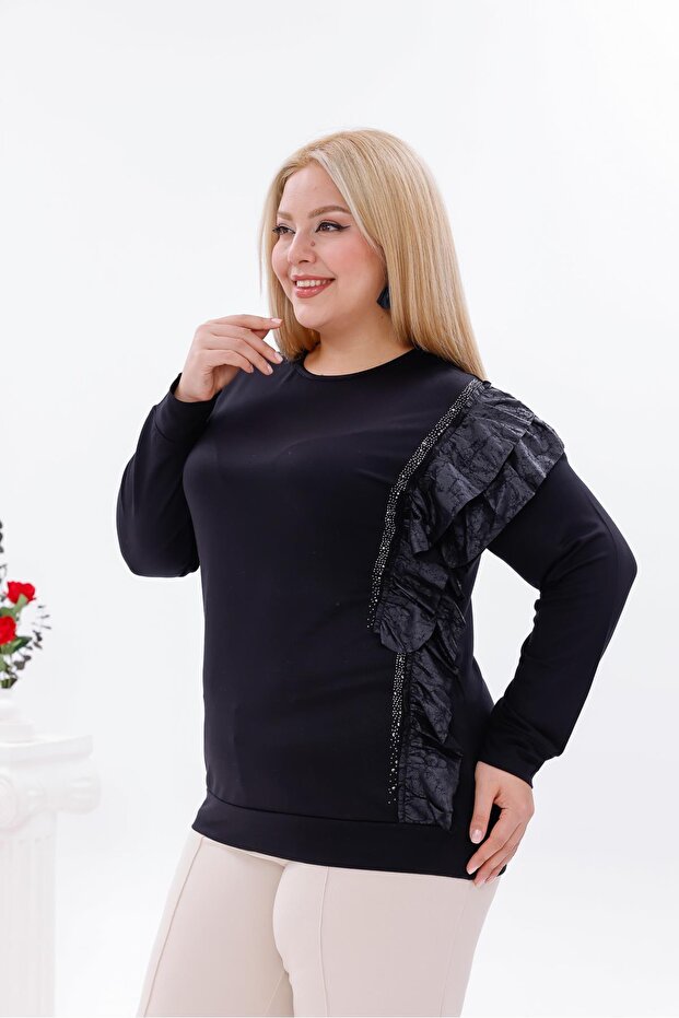 بلوزة كبيرة الحجم ذات كشكشة على الجانب - 6