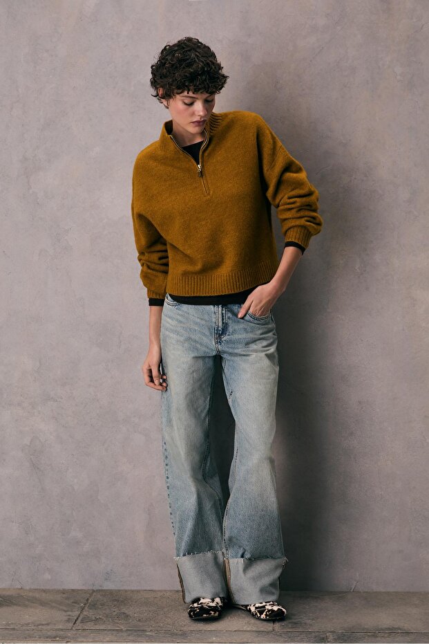 Fermuarlı triko kazak - 2