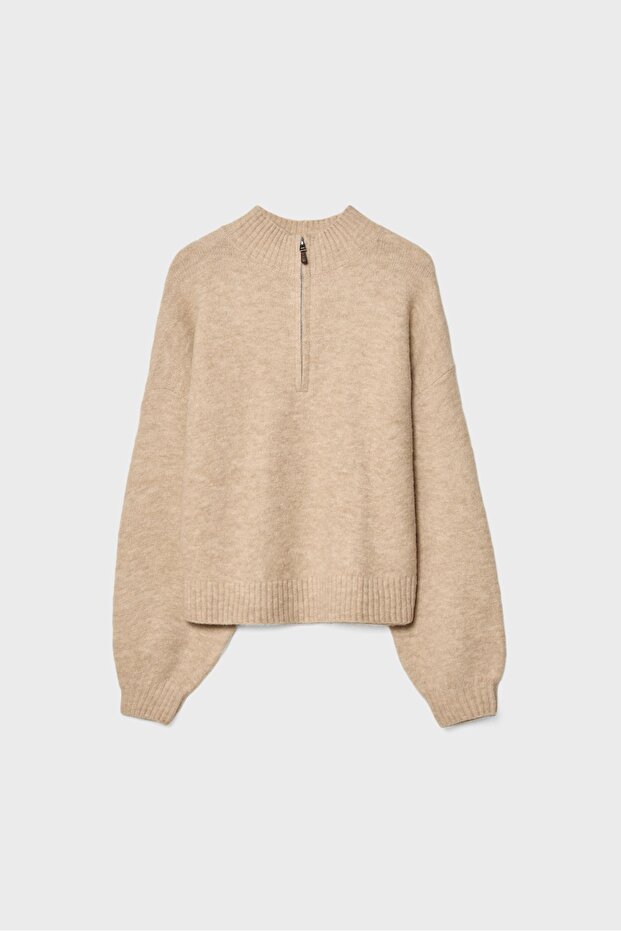 Fermuarlı triko kazak - 6