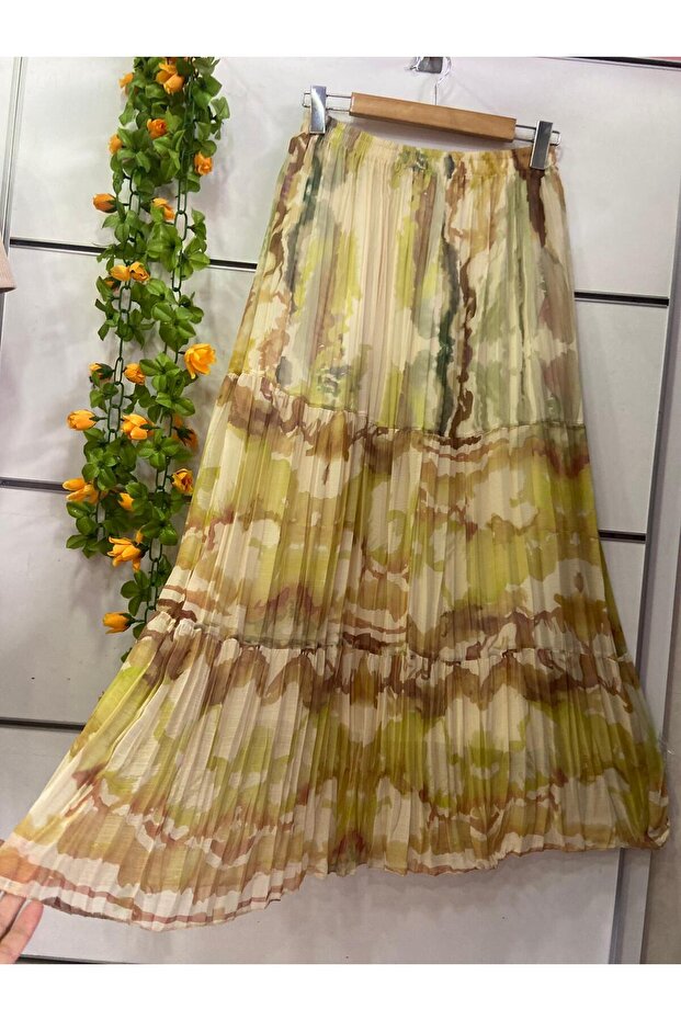 Patterned Chiffon Skirt with Lining, Standard - 1
