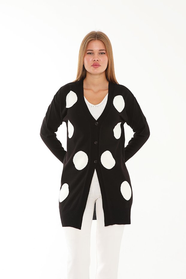 Thin Knitwear Cardigan Polka Dot Pattern