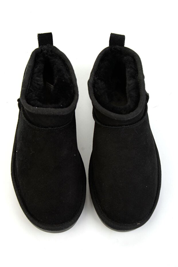 Siyah Hakiki Deri Kadın Bot & Bootie K02502020802 - 4