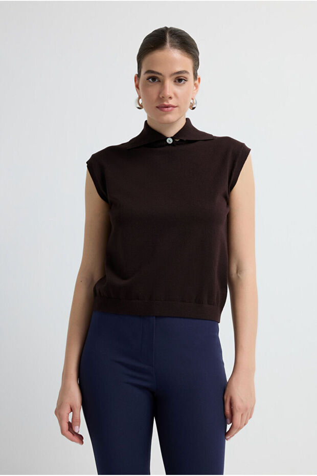 Dik Yaka Triko Bluz - 1