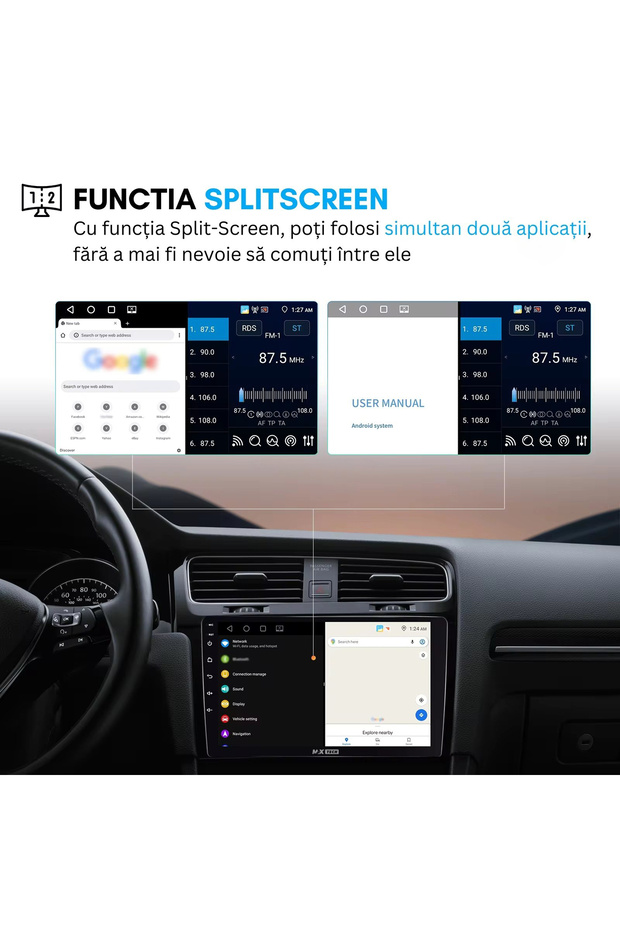 MP5 Player universal Android auto & Carplay 1 Din, MaxTech®, display HD de 9 inch, Camera marsarier - 11