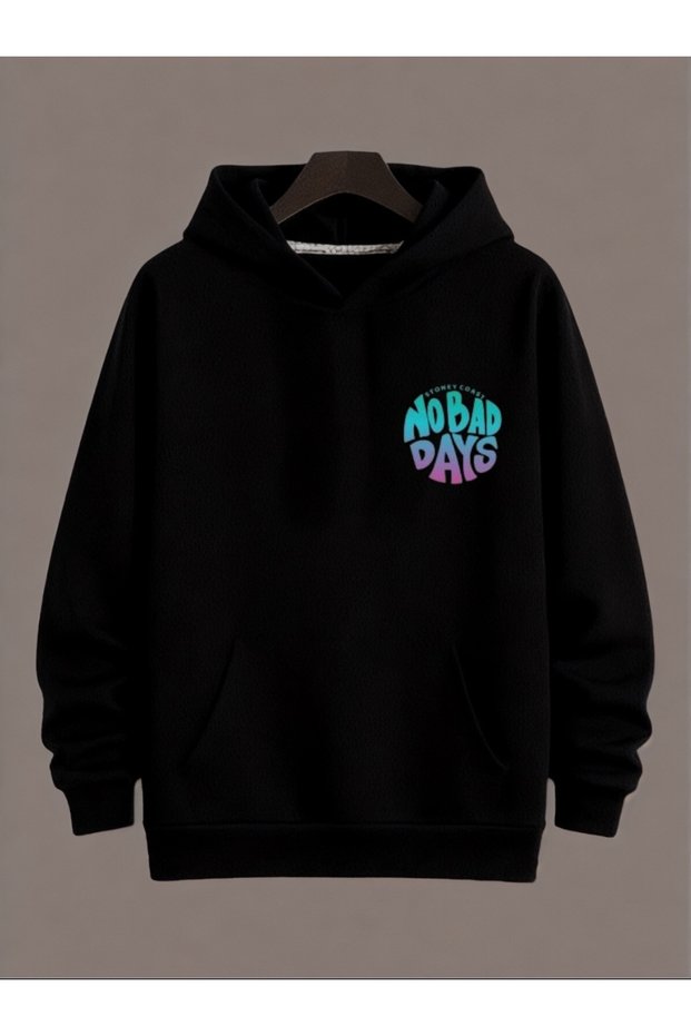 Unisex No Bad Days Colorful Custom Printed Cotton Oversize Hooded Sweatshirt