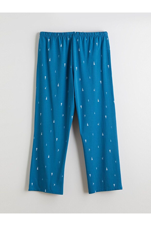 Bisiklet Yaka Yılbaşı Temalı Kadın Pijama Takımı - 4