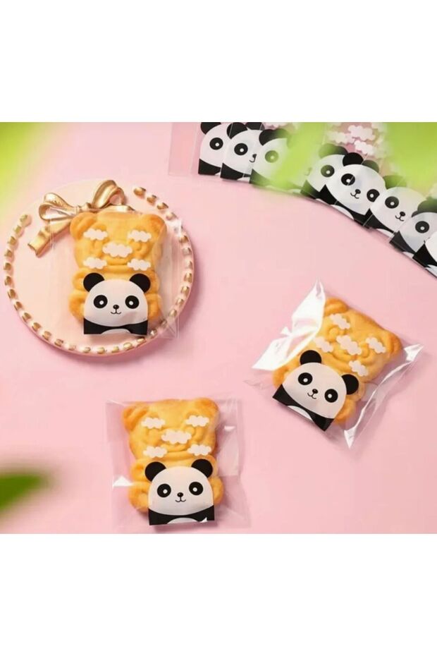 Pandalı Kurabiye Poşeti, Çikolata, Şeker Poşeti, Hediyelik Poşeti, Bantlı Jelatin OPP 7x7 95 Adet - 8