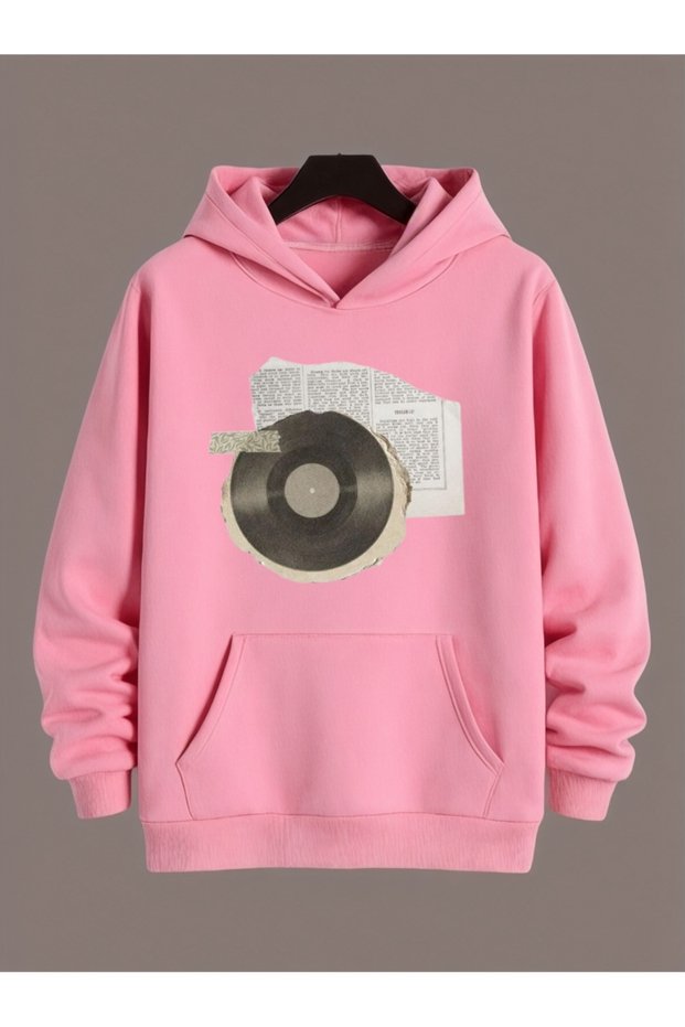 Unisex Plak Colorful Custom Printed Cotton Oversize Hooded Sweatshirt