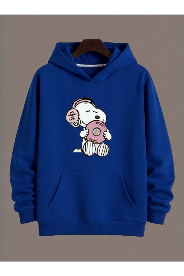 Unisex Snoopy Colorful Custom Printed Cotton Oversize Hooded Sweatshirt