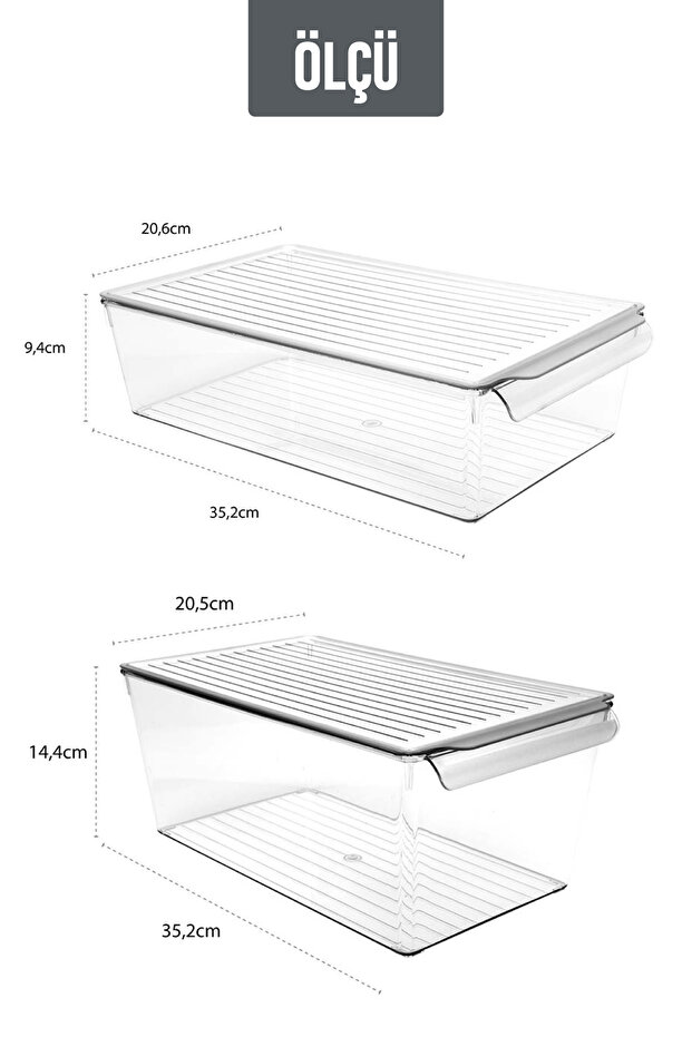 Refrigerator Organizer with Lid Fruit Vegetable Storage Container Organizer Set of 4 7 L - 4.5 L - 3 L - 2 L - 6